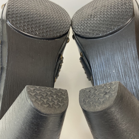 White Mountain Black Studded Leather Priscilla Mid Heel Clog - Picture 10 of 10